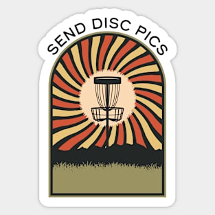 Send Disc Pics | Disc Golf Vintage Retro Arch Mountains Sticker